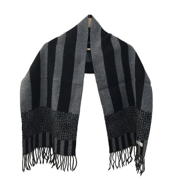 GIVENCHY - Black Gray Wool Scarf 106-070125 - Picture 1 of 5